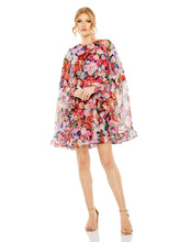 Load image into Gallery viewer, FLORAL PRINTED CAPE MINI DRESS
