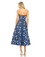 Load image into Gallery viewer, STRAPLESS BROCADE MIDI DRESS