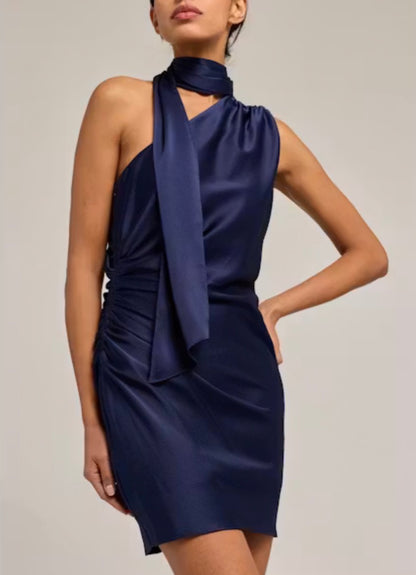 Hazel Hammered Satin Scarf Dress