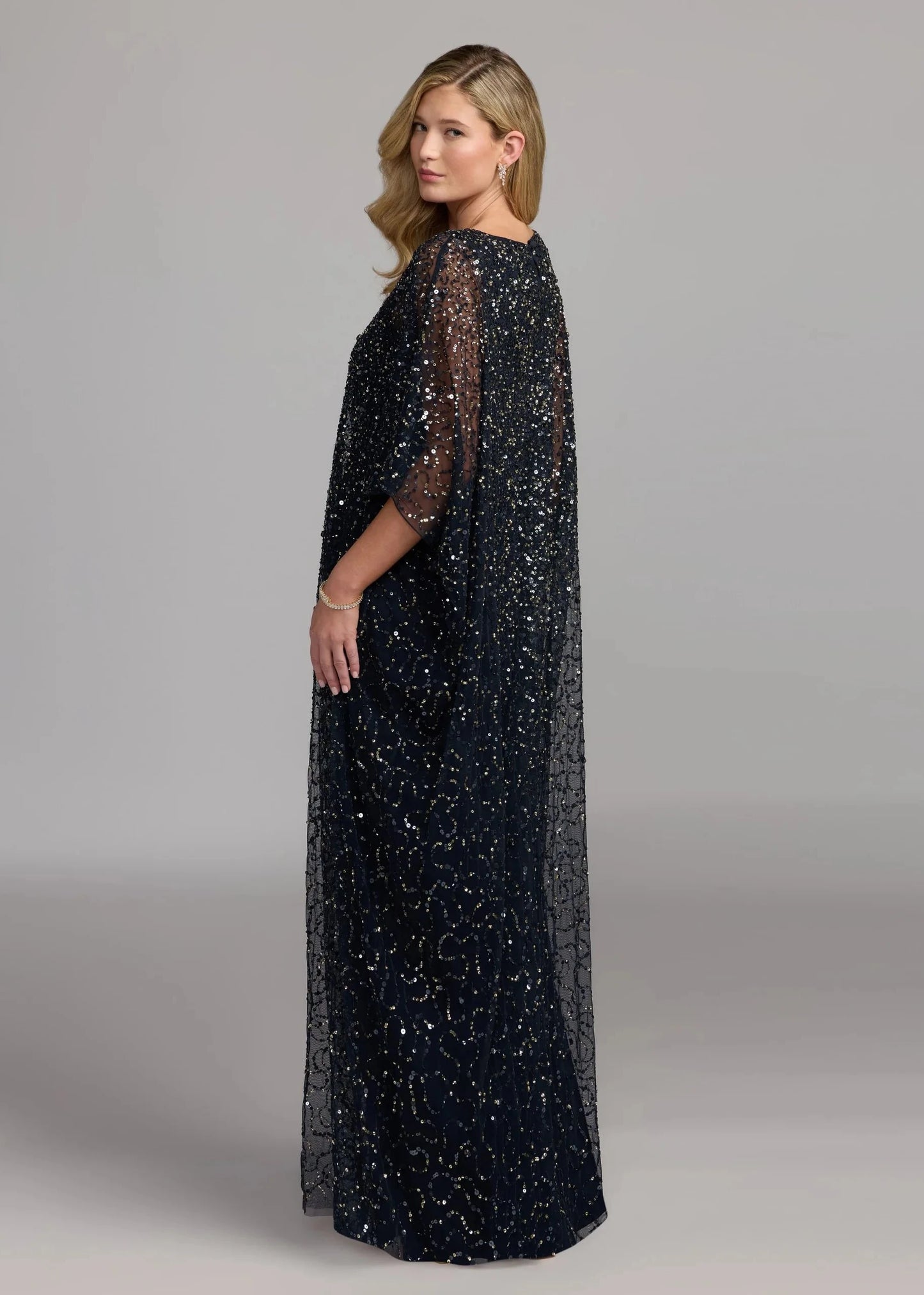 Sequin Embellished Kaftan Gown