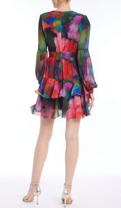 Abigail Printed Ruffled Tiered Mini Dress