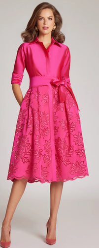 Taffeta Floral Eyelet Shirt Dress