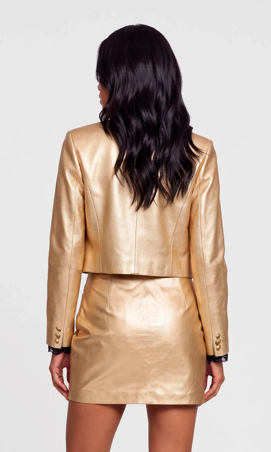 Lindy Pebbled Vegan Leather Blazer