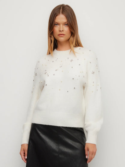 Kristell Pearl and Gem Embellished Sweater