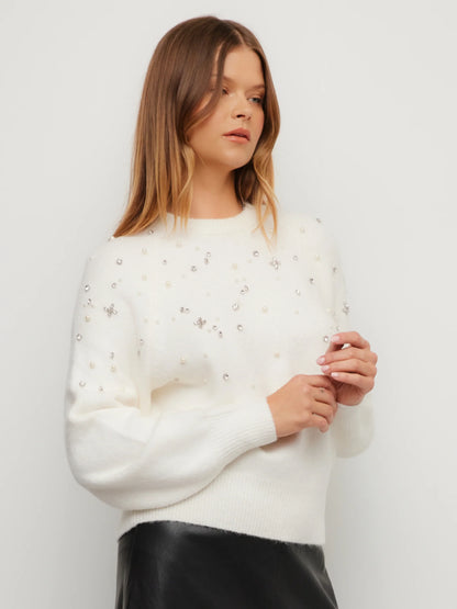 Kristell Pearl and Gem Embellished Sweater