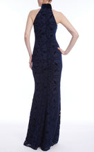 Load image into Gallery viewer, Velvet Lace Mock Neck Evening Gown