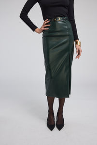 Kiva Vegan Leather Midi Skirt