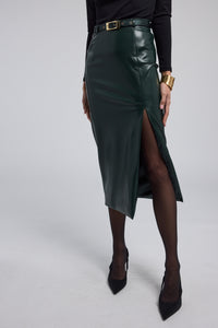 Kiva Vegan Leather Midi Skirt