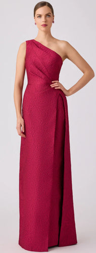 One Shoulder Jacquard Over Skirt Gown