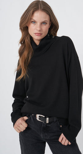 Cotton Blend Turtleneck Sweater