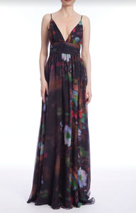 Pleated Floral Gown