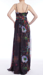 Pleated Floral Gown