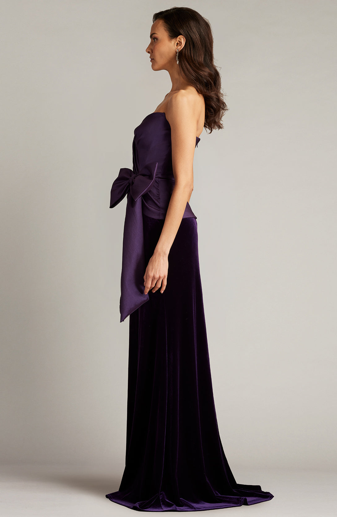 Nimue Strapless Draped Bow Gown