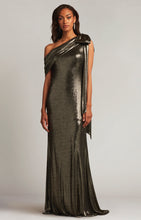 Load image into Gallery viewer, Valia Bow-Shoulder Lamé Gown