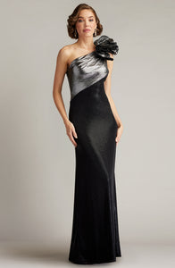 Korra One Shoulder Metallic Contrast Gown