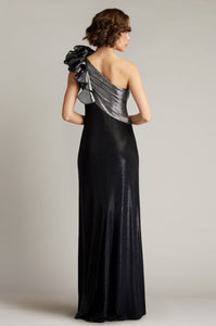 Korra One Shoulder Metallic Contrast Gown