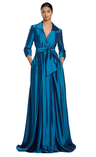 Collared Tie Waist Gown