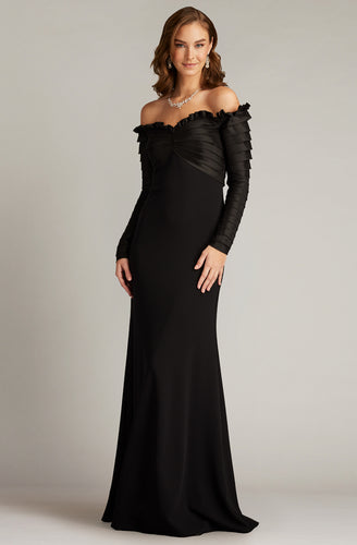 Long Sleeve Taffeta Gown