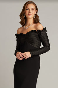 Long Sleeve Taffeta Gown