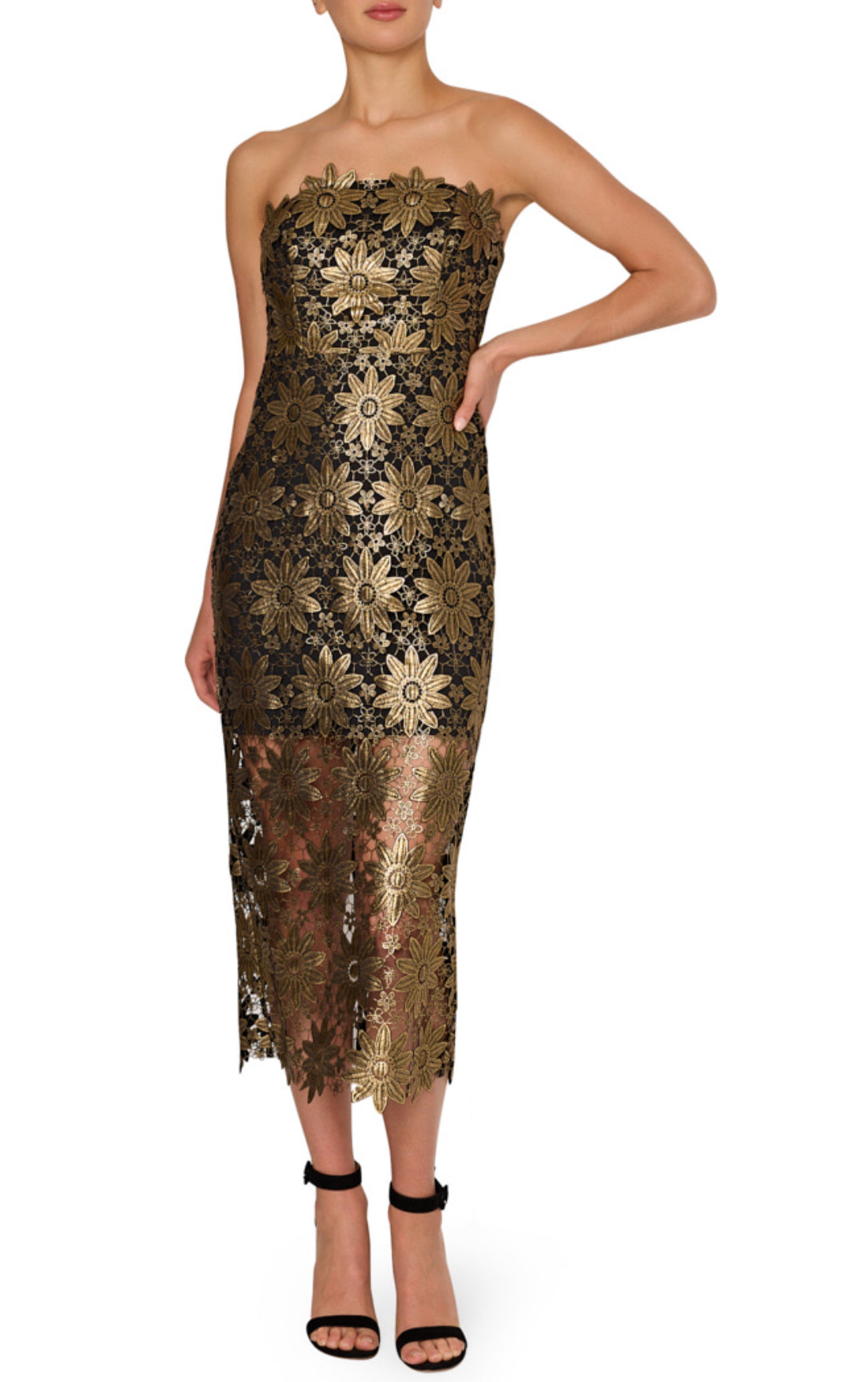 Kait Gold Lace Dress