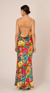 Yara Printed Satin Gown