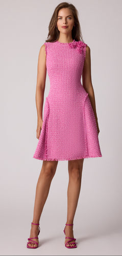 Metallic Tweed Raw Hem Dress