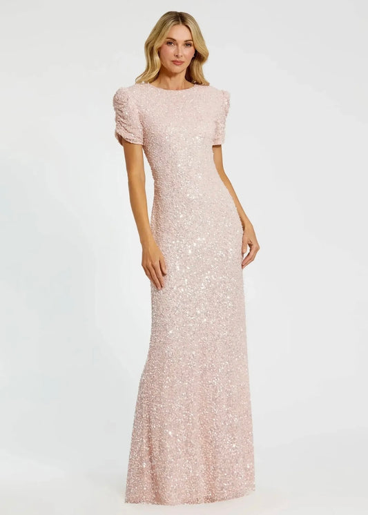 Gathered Embellished Gown