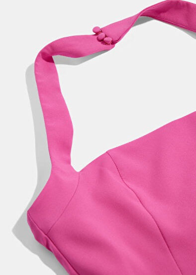 Halter Asymmetrical Drape Dress