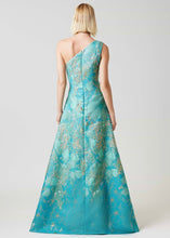 Load image into Gallery viewer, Metallic Jacquard Floral One Shoulder Gown