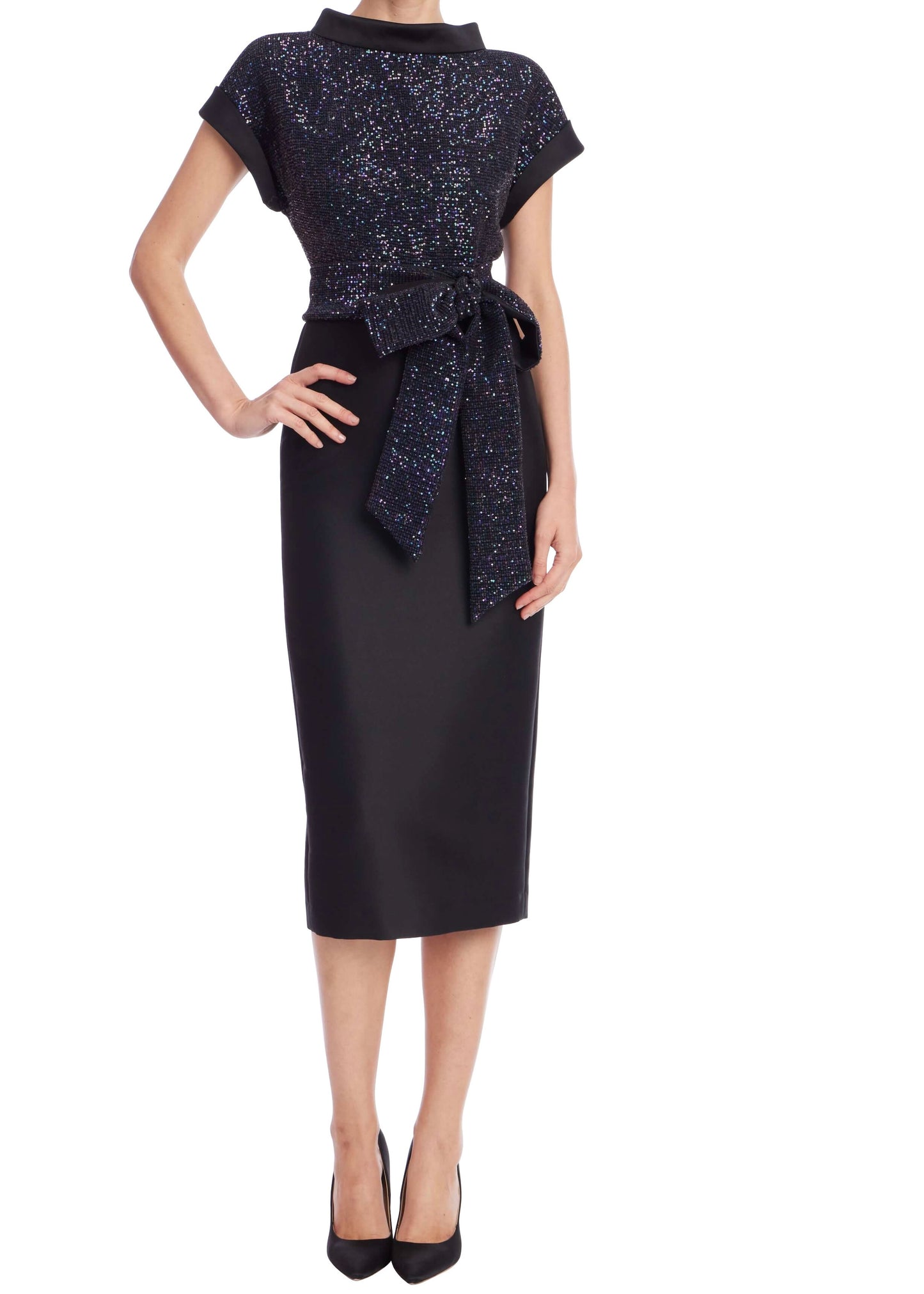 Drop Shoulder Combination Dress