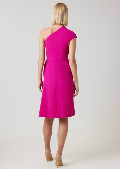 Crepe One Shoulder Apron Skirt Dress