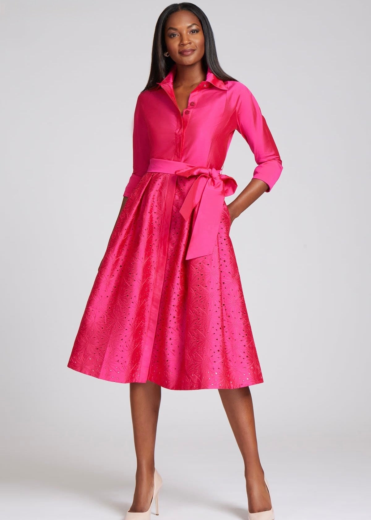 Eyelet Skirt Shirt Dress