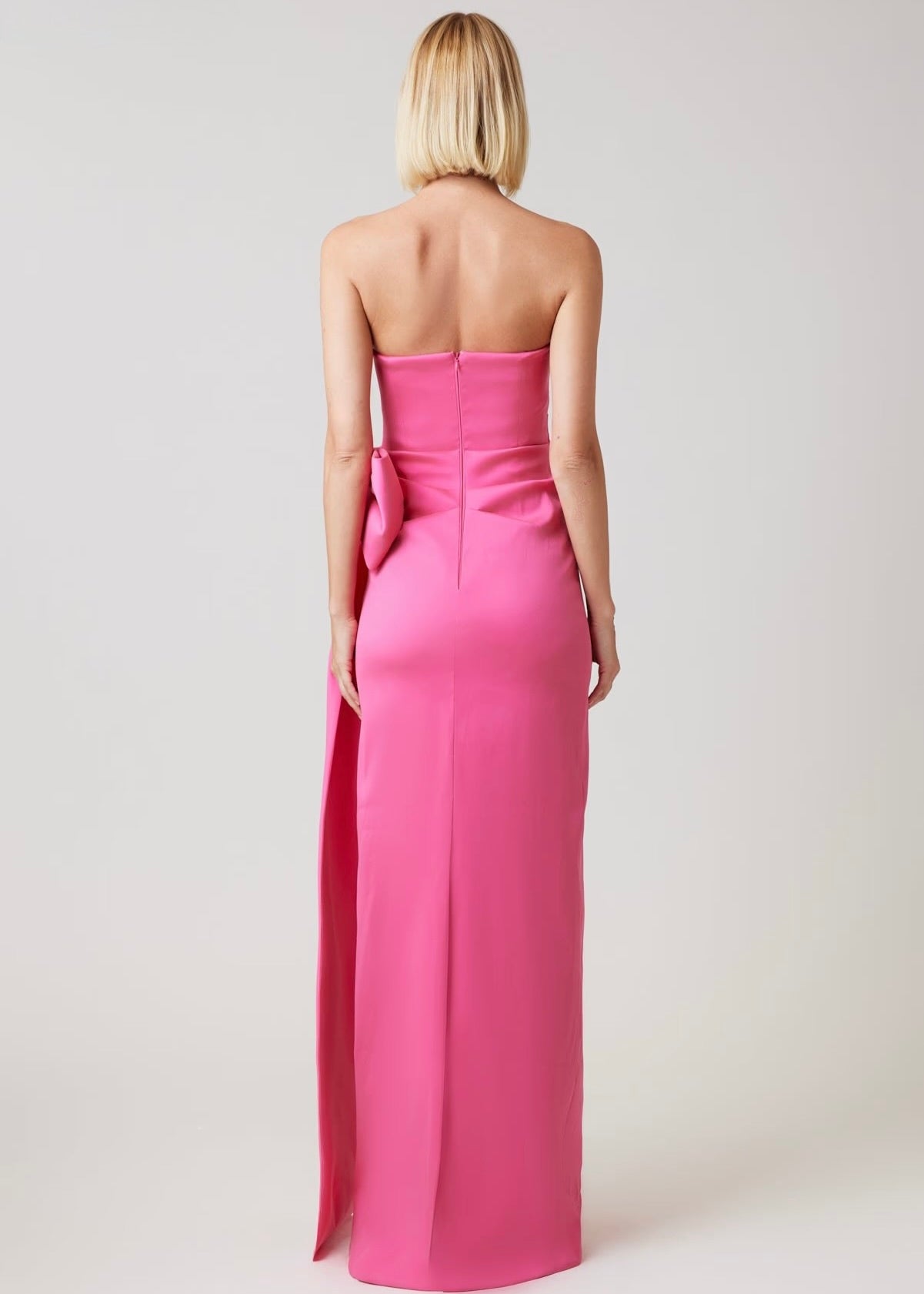 Stretch Mikado Strapless Side Bow Gown