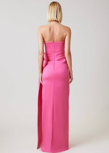 Stretch Mikado Strapless Side Bow Gown