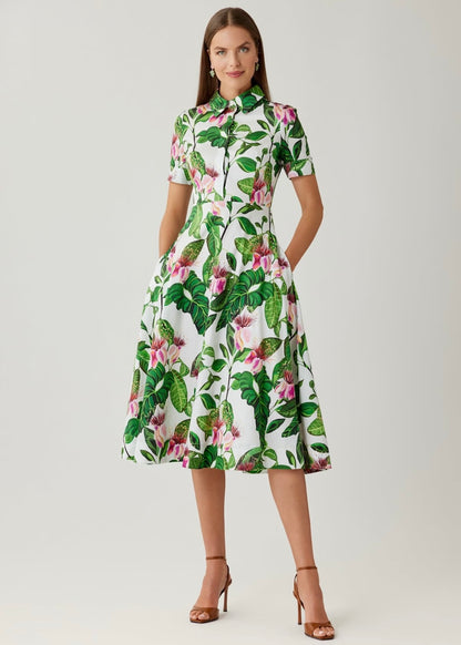 Floral Border Print Shirt Dress