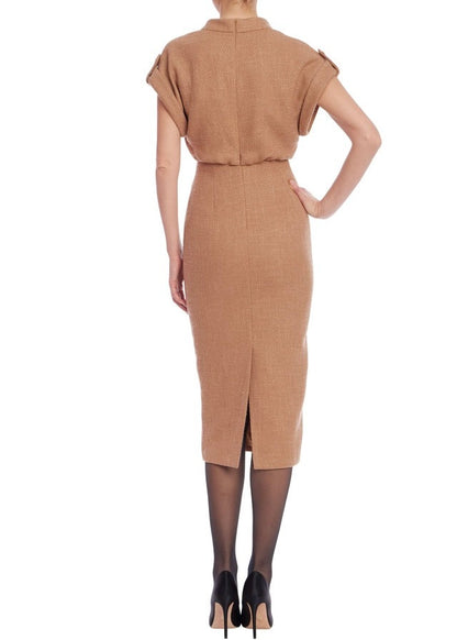 Cuffed Sleeve Dress with Buttons