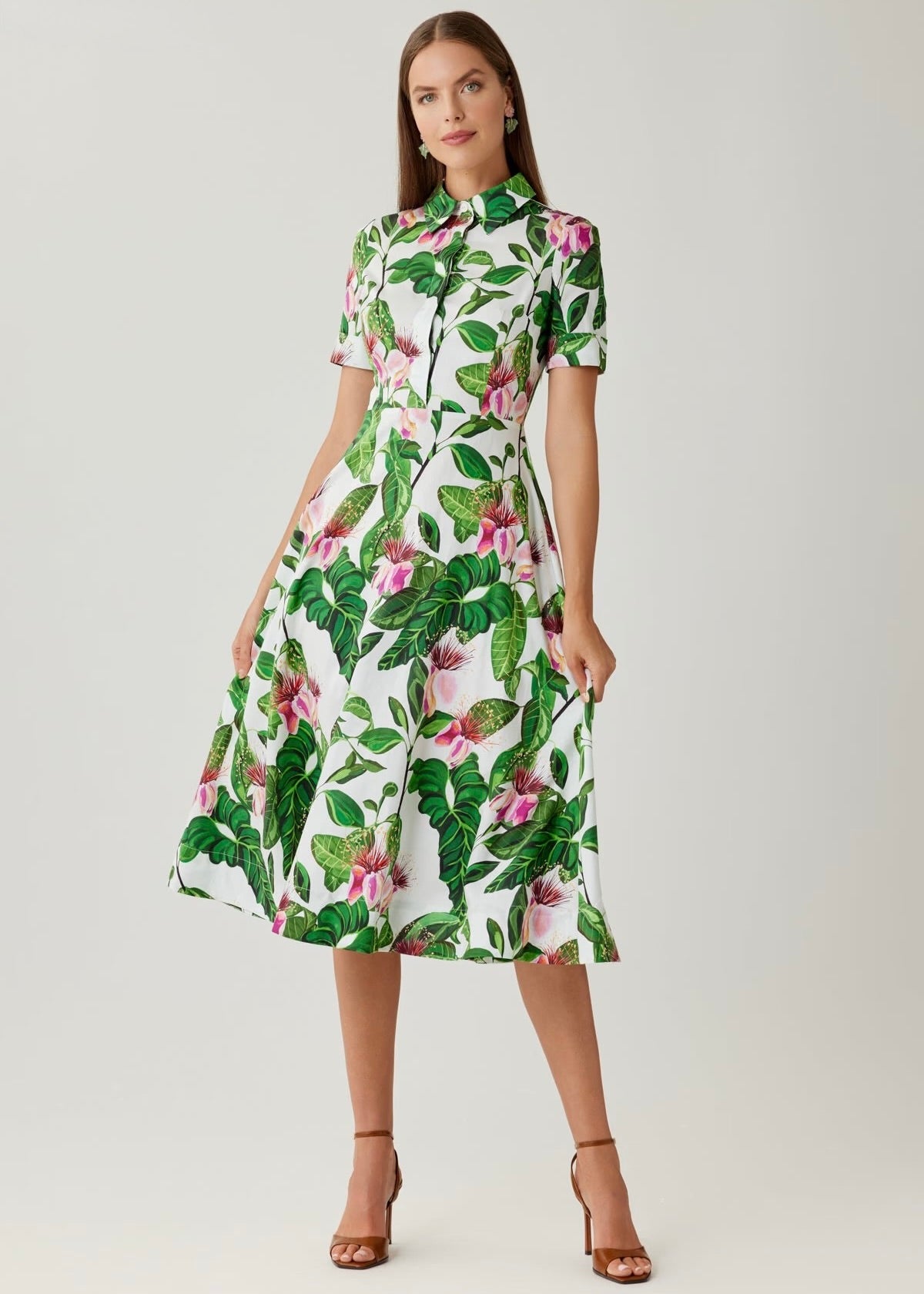 Floral Border Print Shirt Dress