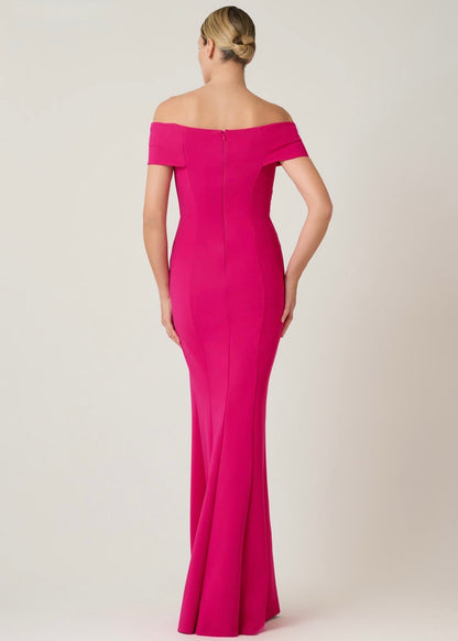 Scuba Off The Shoulder 3D Flower Gown
