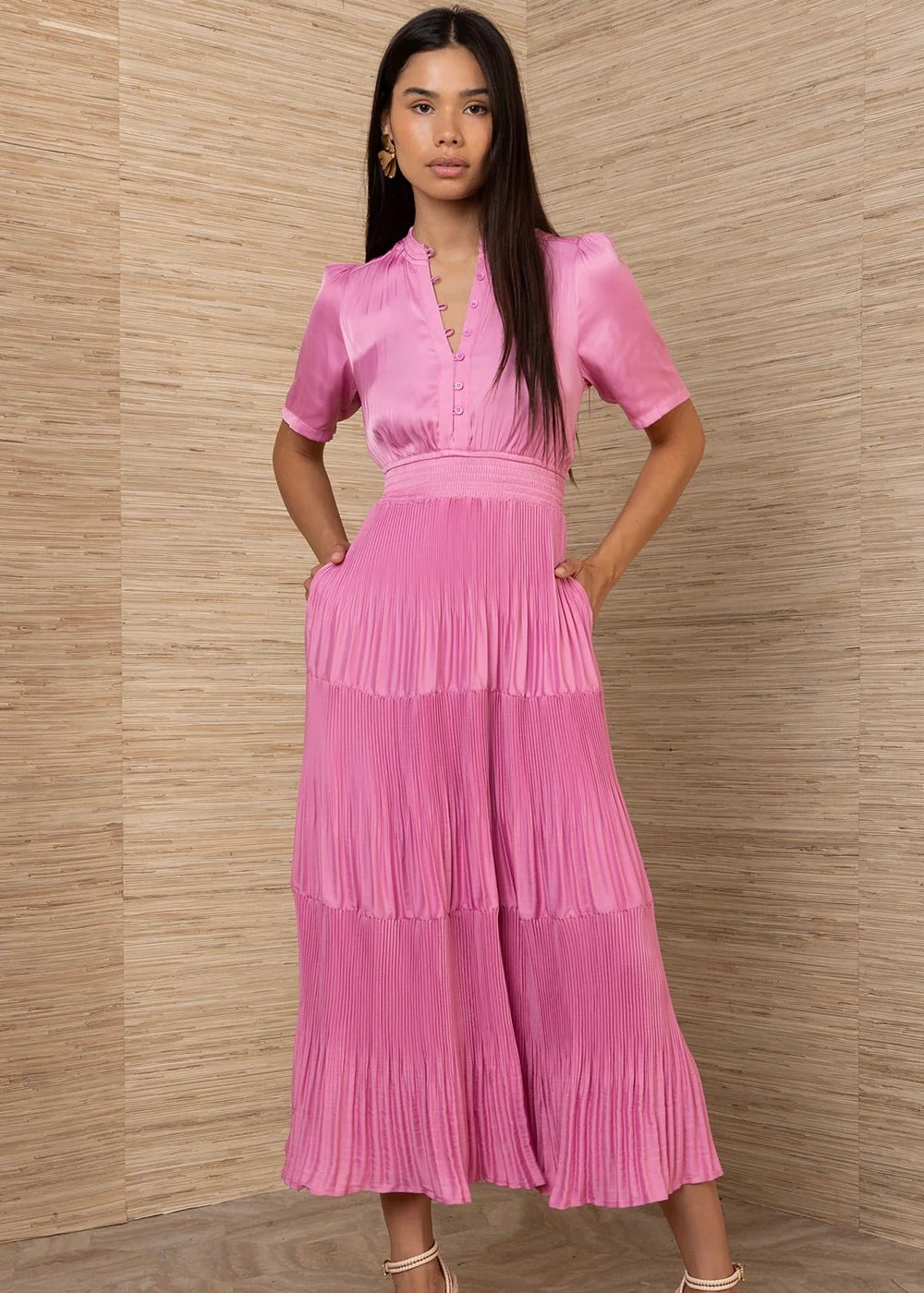 Vale Charmeuse Solid Maxi Dress