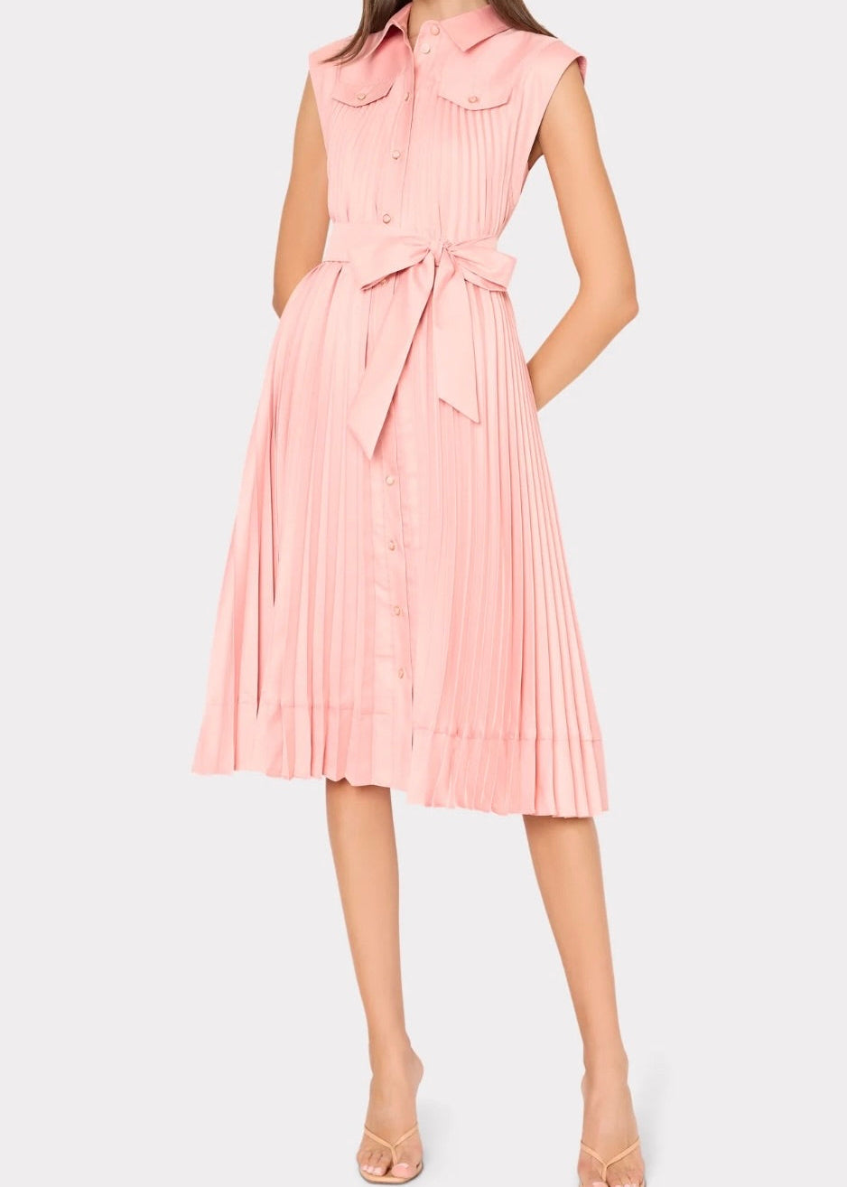 Johanna Pleated Twill Midi Dress