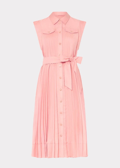 Johanna Pleated Twill Midi Dress