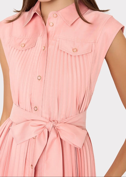 Johanna Pleated Twill Midi Dress