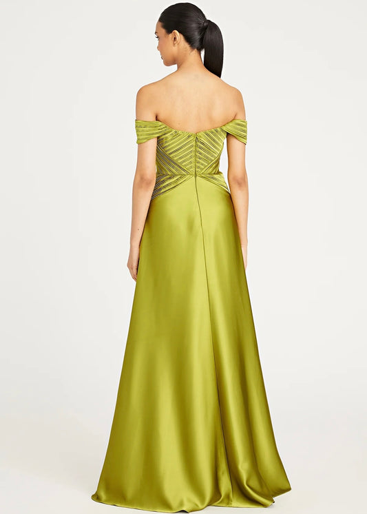 Venus Off Shoulder Draped Gown