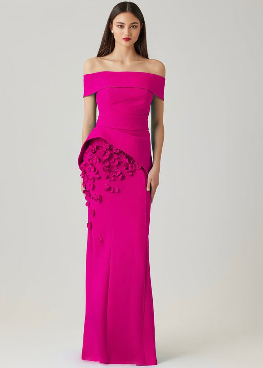 Scuba Floral Peplum Gown