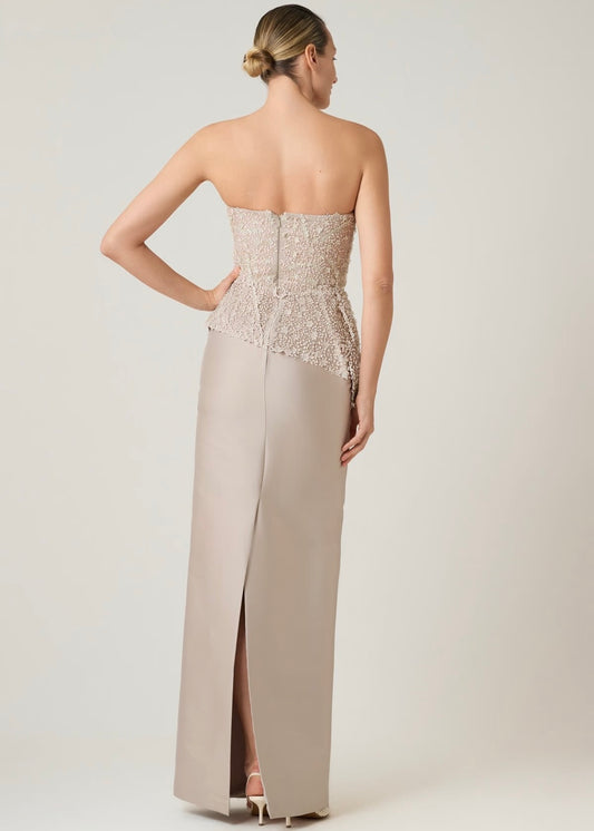 Beaded Column Skirt Gown