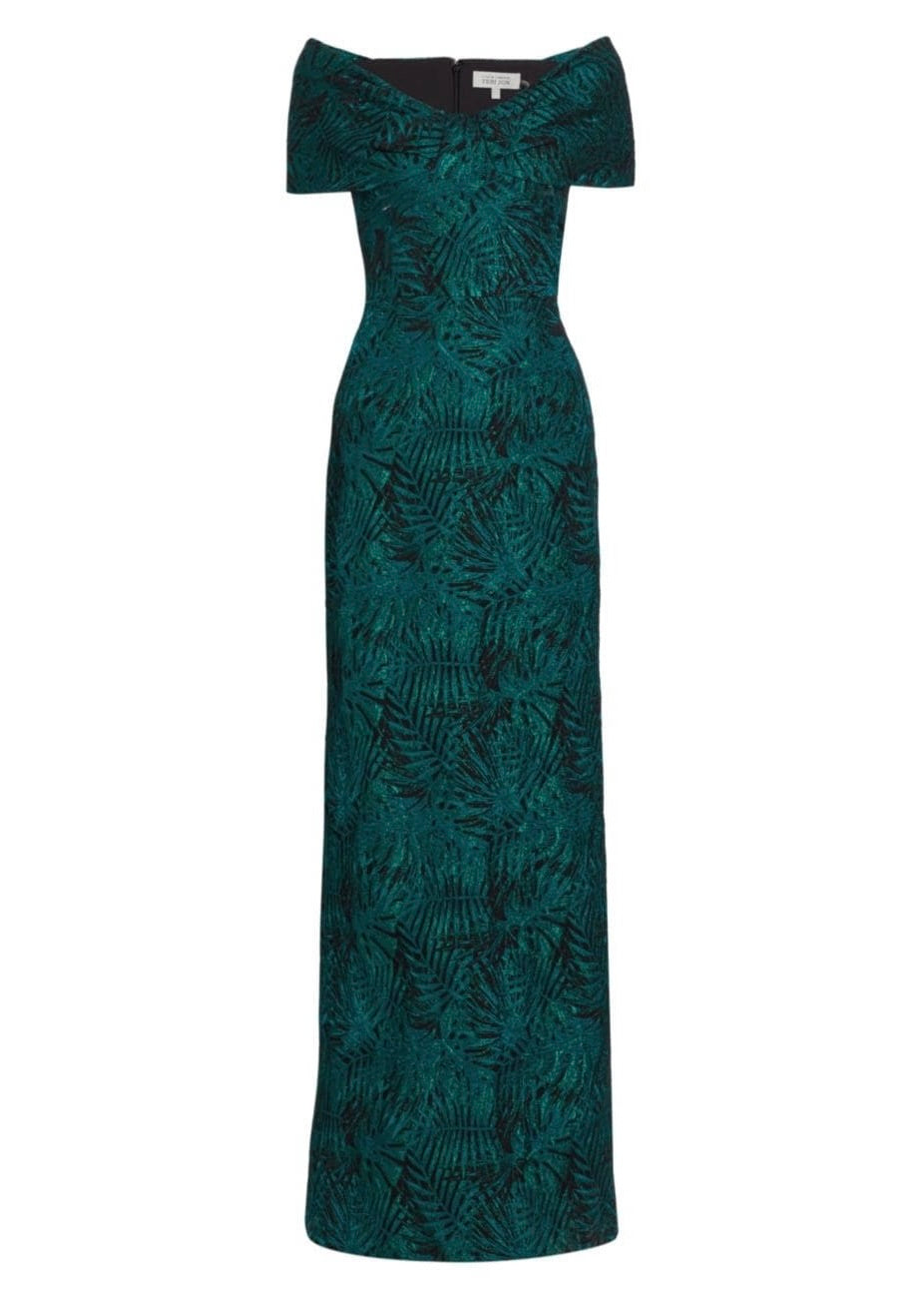 Off-The-Shoulder Jacquard Column Gown