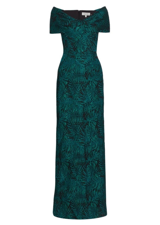 Off-The-Shoulder Jacquard Column Gown