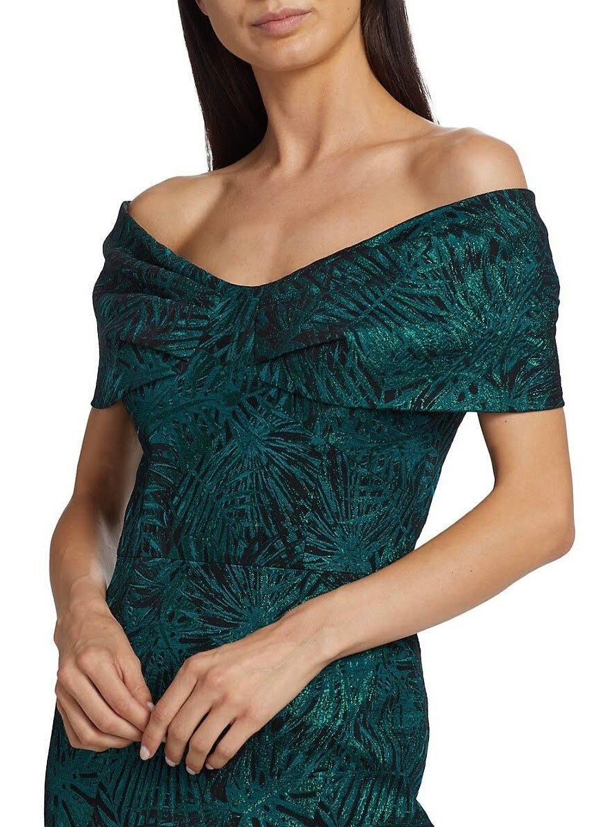 Off-The-Shoulder Jacquard Column Gown