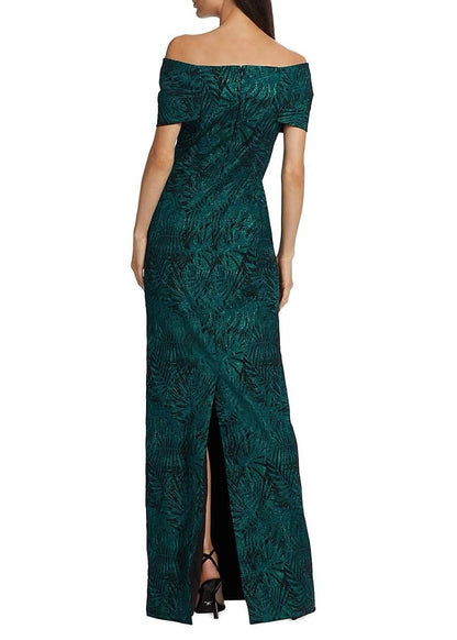 Off-The-Shoulder Jacquard Column Gown
