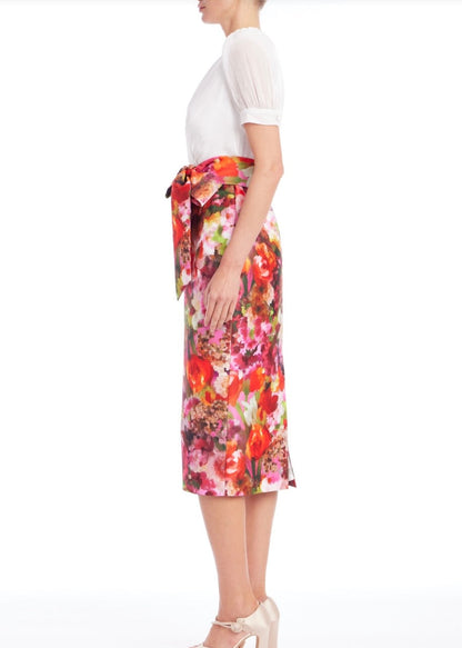 Mock Two Piece Floral Skirt